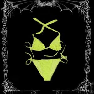Flower Print Neon Green Bikini . ♱ ♱ ♱